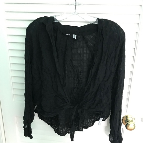 Urban Outfitters Tops - Urban Outfitters BDG Black Tie Front Swim Cover Up